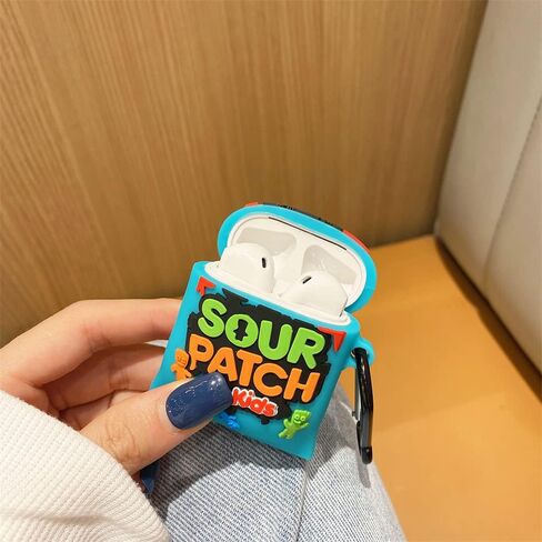 حافظة Airpod لطيفة لـ Airpod 2/1، غطاء من السيليكون ثلاثي الأبعاد مطبوع عليه رسوم متحركة Kawaii Airpod تصميم طعام للفتيات والأولاد، إكسسوارات جلدية واقية ممتعة من السيليكون لـ Airpod 1&2 (أزرق 2&1) in Kuwait