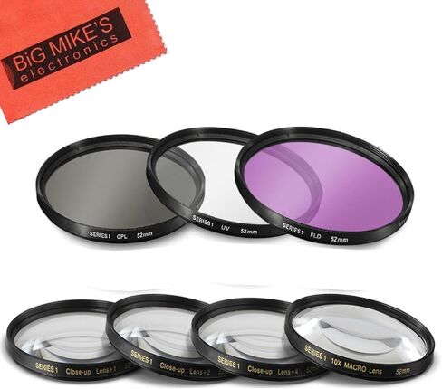 52MM 7PC Filter Set for NIKKOR AF-S DX 35mm f/1.8G Lens, Z 40mm f/2, Canon EOS R10 with 18-45mm, EF-S 24mm f/2.8 Lens - Includes 3 PC Filter Kit (UV-CPL-FLD) and 4PC Close Up Filter Set (+1+2+4+10) in Saudi Arabia