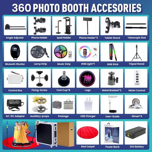 KRICIKR 360 Photo Booth Machine for Parties, Best 360 Photo Booth with Software and Custom Logo,360 Camera Booth Machine to Capture Slow Motion Video and Share to Social Media, 31.6"+Flight Case in Saudi Arabia