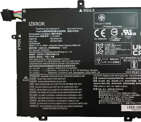 IZKROR L17C3P52 45Wh 4120mAh Battery Replacement for Lenovo ThinkPad L480 L490 L580 L590 L14 L15 L14 Gen 2 L15 Gen 2 Series SB10K97613 01AV466 SB10T83140 5B10W13897 L17L3P52 L17M3P53 L17M3P54 11.1V in Saudi Arabia