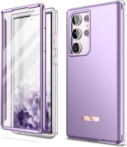SURITCH for Samsung Galaxy S23 Ultra Case, [Built-in Screen Protector] [Dual-Layer Protection ] Full Protection Shockproof Rugged Bumper Phone Cover for Samsung S23 Ultra 6.8 Inch - Pure Purple in Kuwait