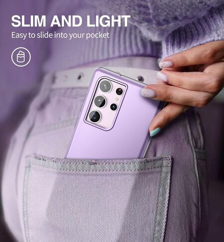 SURITCH for Samsung Galaxy S23 Ultra Case, [Built-in Screen Protector] [Dual-Layer Protection ] Full Protection Shockproof Rugged Bumper Phone Cover for Samsung S23 Ultra 6.8 Inch - Pure Purple in Kuwait
