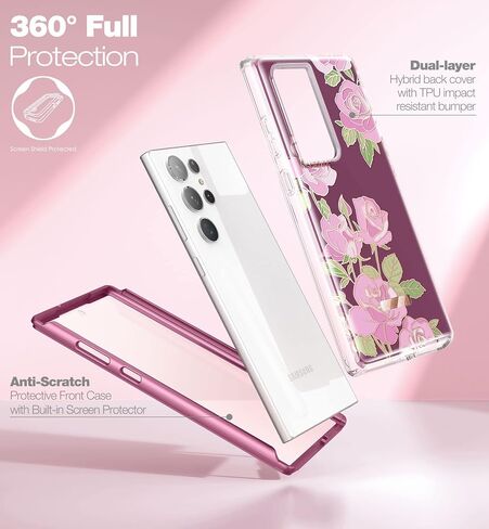 حافظة SURITCH لهاتف Samsung Galaxy S23 Ultra، [واقي شاشة مدمج] [حماية مزدوجة الطبقة] غطاء هاتف متين مقاوم للصدمات لهاتف Samsung S23 Ultra 6.8 بوصة - أرجواني نقي in Saudi Arabia