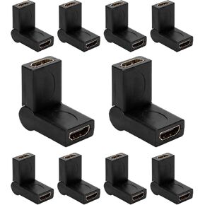Cmple - [10 Pack] HDMI Female to HDMI Female Extender HDMI Port Saver Swivel Adapter, Female to Female HDMI Extension
