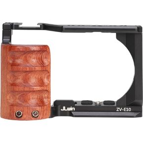هيرسماي قفص كاميرا ZVE10 مع مقبض جانبي خشبي، ملحقات قفص لكاميرا سوني ZV-E10 DSLR in Kuwait