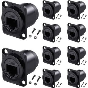 PENGLIN 2 قطعة RJ45 لوحة تركيب مقرنة، D-نوع RJ45 أنثى موصل | بسرعة فائقة 10 جيجابايت/ثانية، متوافق مع CAT6/CAT5E/CAT5، غطاء متين من سبائك الزنك، مناسب للسيناريوهات المنزلية والصناعية in Kuwait