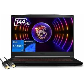 كمبيوتر محمول MSI GF63 رفيع للألعاب، شاشة 15.6 بوصة FHD IPS 144 هرتز، الجيل الثاني عشر Intel 10-Core i7-12650H، Geforce RTX 4050، 64 جيجابايت DDR4، 2 تيرابايت PCIe SSD، USB-C، WiFi6، RJ45، لوحة مفاتيح بإضاءة خلفية، كابل PDG HDMI، ويندوز 11 برو in Saudi Arabia