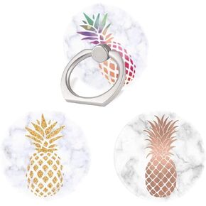 (3 حزمة) حامل الهاتف المحمول الدائري قبضة إصبع ، أبيض رخامي روز الذهب الأناناس الهاتف الخليوي حامل قابل للطي متوافق مع جميع الهواتف الذكية in Kuwait