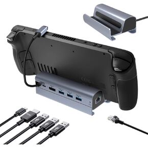 قاعدة إرساء رمانا لسطح البخار، قاعدة شحن 6 في 1 مع جيجابت إيثرنت، HDMI 2.0 4K@60 هرتز، 60 وات PD 3.0، شحن سريع USB من النوع C، 3 USB-A 3.0، ملحقات سطح البخار رمادي in Kuwait