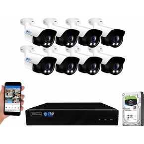 GW Security 8 قنوات 4K NVR H.265 8MP نظام كاميرا مراقبة للرؤية الليلية بالألوان الكاملة مع 8 كاميرات UltraHD 4K IP ثنائية الاتجاه للصوت في الهواء الطلق PoE، كشف ذكي للإنسان والسيارة in Saudi Arabia