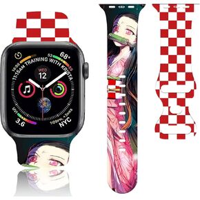 TZNUOUIE Anime Watch Band Compatible with Watch Bands 38mm 40mm 41mm 42mm 44mm 45mm 49mm,Cartoon Soft Silicone Replacement Sport Strap for Watch Series 9/8/7/6/5/4/3/2/1/SE,Gift for Boys Girls in Kuwait