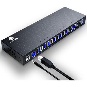 محور USB 3 0 - محور USB يعمل بـ 16 منفذًا - محور توسيع USB لسطح المكتب - مقسم USB عالي السرعة يصل إلى 5 جيجابت في الثانية لأجهزة متعددة - محور USB متعدد من سبائك الألومنيوم مع محول تيار متردد لأجهزة الكمبيوتر المحمول والكمبيوتر اللوحي in Kuwait