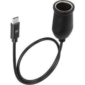 SinLoon USB C to Cigarette Lighter Adapter，9V USB Type-C Male Plug to Cigarette Lighter Adapter Cable,Work with a 45w ~ 100W PD USBC Charger,for Dash Cam, GPS, Car Led Light Strips(9V,3M)