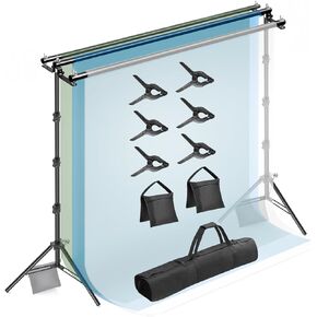 Julius Studio 10 x 9.8 FT Triple Crossbar Backdrop Stand Double Photo Background Support, New Metal Cap Design, Upgraded Sturdy Structure, Spring Clamps, Sand Bags, JSAG596 in Kuwait