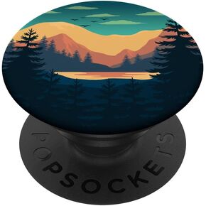 Vintage Mountain Lake Trees And Blue Sky PopSockets Standard PopGrip in Saudi Arabia