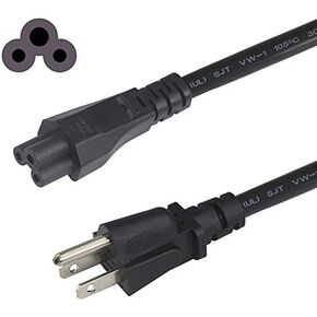 3-Slot Universal AC Power Cord - 6Ft Replacement 3 Prong Laptop Power Cable, NEMA 5-15P to IEC C5 Connector, SJT 18 Gauge, Black in Kuwait