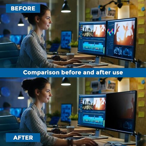 فلتر شاشة كمبيوتر 27 بوصة - لشاشات الكمبيوتر العريضة 16: 9 الخصوصية المضادة للوهج المضادة للضوء الأزرق المضادة للخدش واقي الشاشة ، 23 9/16 بوصة × 13 1/4 بوصة، أسود شفاف، 67 بوصة in Kuwait