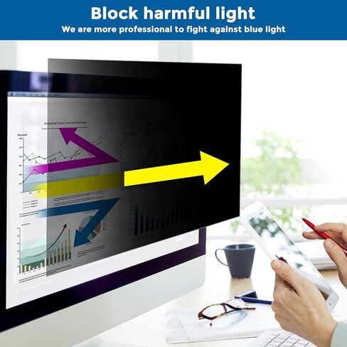 فلتر شاشة كمبيوتر 27 بوصة - لشاشات الكمبيوتر العريضة 16: 9 الخصوصية المضادة للوهج المضادة للضوء الأزرق المضادة للخدش واقي الشاشة ، 23 9/16 بوصة × 13 1/4 بوصة، أسود شفاف، 67 بوصة in Kuwait