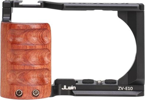 Hersmay ZVE10 Camera Cage with Wooden Side Handle Cage Rig Accessories for Sony ZV-E10 DSLR Camera in Saudi Arabia