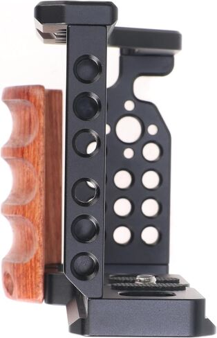 Hersmay ZVE10 Camera Cage with Wooden Side Handle Cage Rig Accessories for Sony ZV-E10 DSLR Camera in Saudi Arabia