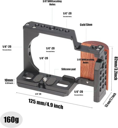 Hersmay ZVE10 Camera Cage with Wooden Side Handle Cage Rig Accessories for Sony ZV-E10 DSLR Camera in Saudi Arabia