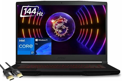 كمبيوتر محمول MSI GF63 رفيع للألعاب، شاشة 15.6 بوصة FHD IPS 144 هرتز، الجيل الثاني عشر Intel 10-Core i7-12650H، Geforce RTX 4050، 64 جيجابايت DDR4، 2 تيرابايت PCIe SSD، USB-C، WiFi6، RJ45، لوحة مفاتيح بإضاءة خلفية، كابل PDG HDMI، ويندوز 11 برو in Saudi Arabia