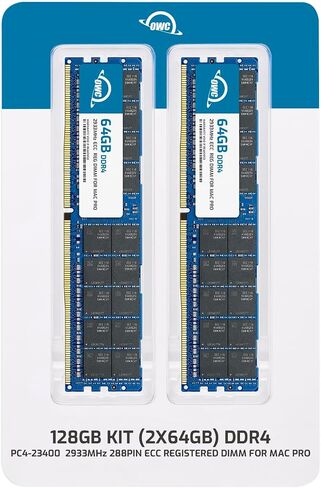 وحدة ترقية ذاكرة الوصول العشوائي OWC 128 جيجابايت (2 × 64 جيجابايت) DDR4 ECC مسجلة CL21 PC4-23400 2933 ميجاهرتز SDRAM متوافقة مع موديلات 2019 Mac Pro 7,1 (OWC2933R6M128) in Kuwait