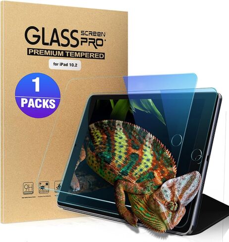 واقي شاشة KUAELEN لجهاز iPad 9th 8th 7th Generation، مضاد للضوء الأزرق 10.2 بوصة، طبقة من الزجاج المقوى، قلم Apple / مقاوم للخدش [عبوة واحدة] in Kuwait