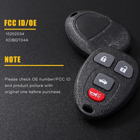 OGATOO Key Fob Replacement for Chevy Chevrolet Malibu Cobalt 2006 2007 2008 2009 2010 2011 2012, Pontiac G5 G6 Grand Prix, Buick Allure Lacross, KOBGT04A 15252034, 4 Button Keyless Entry Remote, 2pc in Saudi Arabia