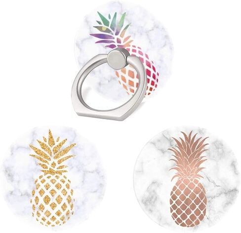 (3 حزمة) حامل الهاتف المحمول الدائري قبضة إصبع ، أبيض رخامي روز الذهب الأناناس الهاتف الخليوي حامل قابل للطي متوافق مع جميع الهواتف الذكية in Kuwait