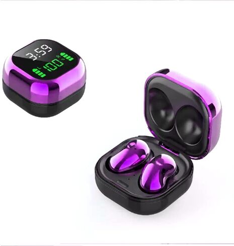 Acuvar Fully Wireless Bluetooth 5.1 Rechargeable IPX4 Waterproof Sweatproof Earbud Headphones with Microphone, Micro USB LCD Clock Charging Case Surround Stereo Bass and Noise Cancelling Calls (Pink) in Kuwait