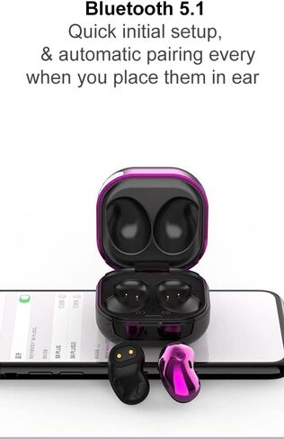 Acuvar Fully Wireless Bluetooth 5.1 Rechargeable IPX4 Waterproof Sweatproof Earbud Headphones with Microphone, Micro USB LCD Clock Charging Case Surround Stereo Bass and Noise Cancelling Calls (Pink) in Kuwait