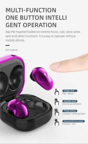 Acuvar Fully Wireless Bluetooth 5.1 Rechargeable IPX4 Waterproof Sweatproof Earbud Headphones with Microphone, Micro USB LCD Clock Charging Case Surround Stereo Bass and Noise Cancelling Calls (Pink) in Kuwait