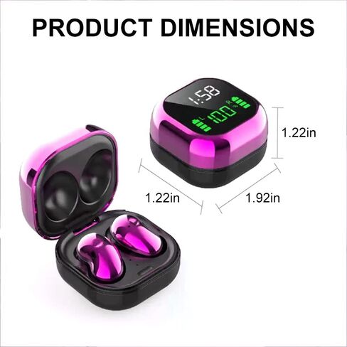 Acuvar Fully Wireless Bluetooth 5.1 Rechargeable IPX4 Waterproof Sweatproof Earbud Headphones with Microphone, Micro USB LCD Clock Charging Case Surround Stereo Bass and Noise Cancelling Calls (Pink) in Kuwait
