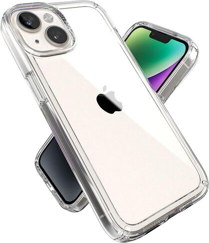 حافظة Speck Clear iPhone 14 & iPhone 13 - حماية من السقوط، مقاومة للخدش ومضادة للأصفر، حافظة مزدوجة الطبقات لهاتف iPhone 14 وiPhone 13 لطراز 6.1 بوصة - GemShell in Kuwait