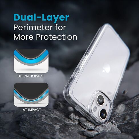 حافظة Speck Clear iPhone 14 & iPhone 13 - حماية من السقوط، مقاومة للخدش ومضادة للأصفر، حافظة مزدوجة الطبقات لهاتف iPhone 14 وiPhone 13 لطراز 6.1 بوصة - GemShell in Kuwait