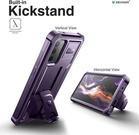 Dexnor for Samsung Galaxy Note 20 5G Case, [Built in Screen Protector and Kickstand] Heavy Duty Military Grade Protection Shockproof Protective Cover for Samsung Galaxy Note 20 Black in Saudi Arabia