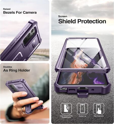 Dexnor for Samsung Galaxy Note 20 5G Case, [Built in Screen Protector and Kickstand] Heavy Duty Military Grade Protection Shockproof Protective Cover for Samsung Galaxy Note 20 Black in Saudi Arabia