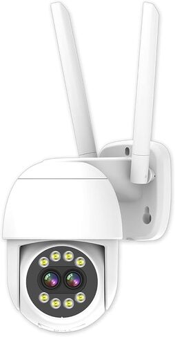 كاميرا أمان pafyh 4 ميجابكسل في الهواء الطلق، كاميرا أمان WiFi، 360 درجة PTZ هوائي مزدوج كاميرات عدسة مزدوجة لأمن المنزل رؤية ليلية ملونة خارجية، تكبير بصري 5X، كاميرا IP سلكية in Kuwait