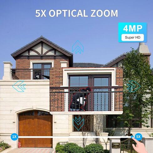 كاميرا أمان pafyh 4 ميجابكسل في الهواء الطلق، كاميرا أمان WiFi، 360 درجة PTZ هوائي مزدوج كاميرات عدسة مزدوجة لأمن المنزل رؤية ليلية ملونة خارجية، تكبير بصري 5X، كاميرا IP سلكية in Kuwait