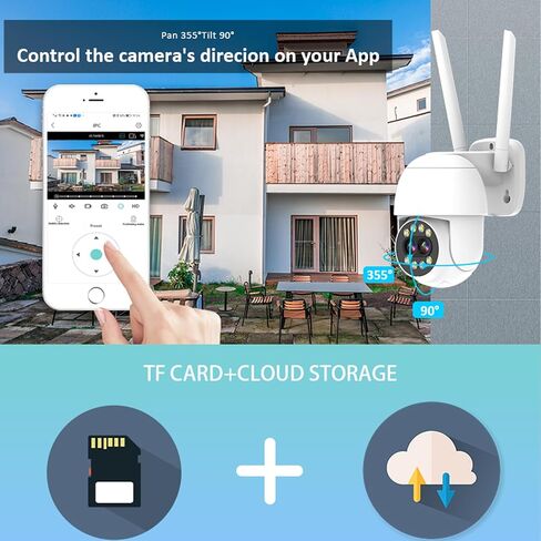 كاميرا أمان pafyh 4 ميجابكسل في الهواء الطلق، كاميرا أمان WiFi، 360 درجة PTZ هوائي مزدوج كاميرات عدسة مزدوجة لأمن المنزل رؤية ليلية ملونة خارجية، تكبير بصري 5X، كاميرا IP سلكية in Kuwait