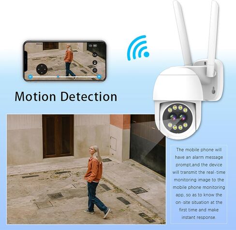 كاميرا أمان pafyh 4 ميجابكسل في الهواء الطلق، كاميرا أمان WiFi، 360 درجة PTZ هوائي مزدوج كاميرات عدسة مزدوجة لأمن المنزل رؤية ليلية ملونة خارجية، تكبير بصري 5X، كاميرا IP سلكية in Kuwait