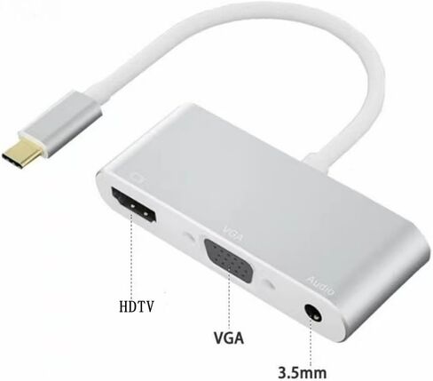 بديل Suckoo USBC إلى HDMI VGA 3.5 مقسم توصيل الصوت 1 في 2 خارج متوافق مع الكمبيوتر المحمول Mac TYPEC خارجي HDMI VGA TV مراقب كابل محول محور 1920@1080P in Saudi Arabia