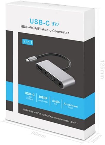 بديل Suckoo USBC إلى HDMI VGA 3.5 مقسم توصيل الصوت 1 في 2 خارج متوافق مع الكمبيوتر المحمول Mac TYPEC خارجي HDMI VGA TV مراقب كابل محول محور 1920@1080P in Saudi Arabia