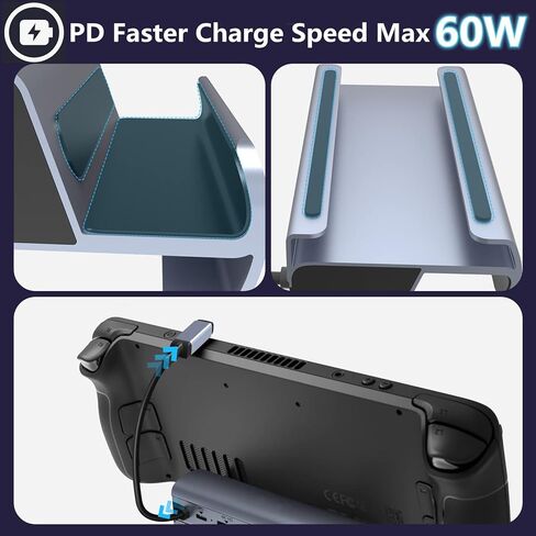 قاعدة إرساء رمانا لسطح البخار، قاعدة شحن 6 في 1 مع جيجابت إيثرنت، HDMI 2.0 4K@60 هرتز، 60 وات PD 3.0، شحن سريع USB من النوع C، 3 USB-A 3.0، ملحقات سطح البخار رمادي in Kuwait