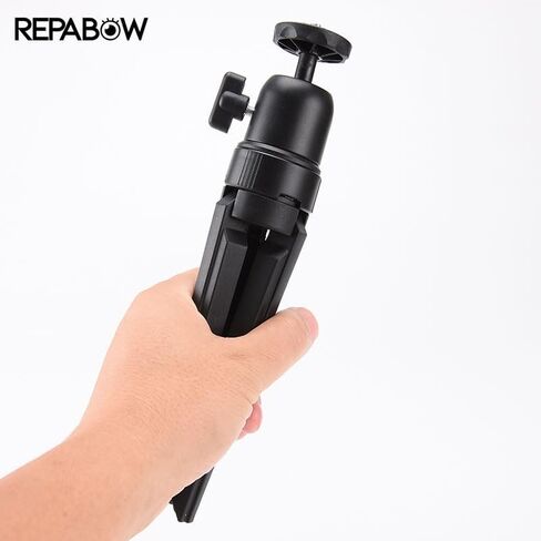 REPABOW Mini Projector Tripod, Desktop Tabletop Stand Tripod for Projectors, DSLR Cameras, Webcams, Gimbal Handle Grip Stabilizer - Angle Adjustable, Black in Saudi Arabia