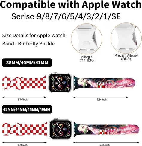 سوار ساعة TZNUOUIE Anime متوافق مع أحزمة الساعة 38 مم 40 مم 41 مم 42 مم 44 مم 45 مم 49 مم، حزام رياضي بديل من السيليكون الناعم لسلسلة الساعات 9/8/7/6/5/4/3/2/1/SE، هدية للأولاد والبنات in Kuwait