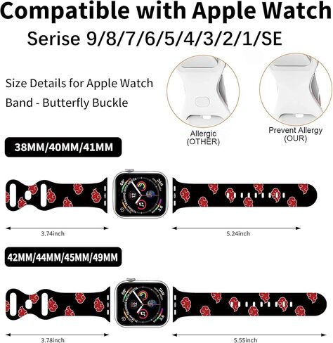 TZNUOUIE Anime Watch Band Compatible with Watch Bands 38mm 40mm 41mm 42mm 44mm 45mm 49mm,Cartoon Soft Silicone Replacement Sport Strap for Watch All Series 9 8 7 6 5 4 3 2 1 SE,Gift for Boys Girls in Kuwait