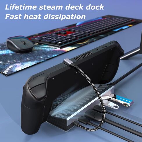 محطة إرساء ARyee لسطح البخار، قاعدة شحن 6 في 1 مع HDMI 2.0 4K@60 هرتز، جيجابت إيثرنت، 3USB-A 3.0 منفذ شحن كامل السرعة USB-C لسطح البخار الصمام in Kuwait