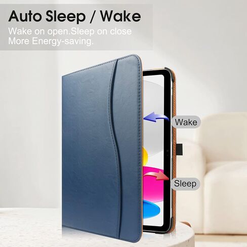 حافظة FANRTE دوارة لجهاز iPad الجيل العاشر (موديل 2022) 10.9 بوصة - غطاء حامل دوار 360 درجة، غطاء حامل قابل للطي متعدد الزوايا مع جيب مع خاصية النوم/الاستيقاظ التلقائي، أسود in Kuwait